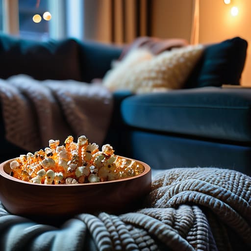 Friends hosting a movie night at home.