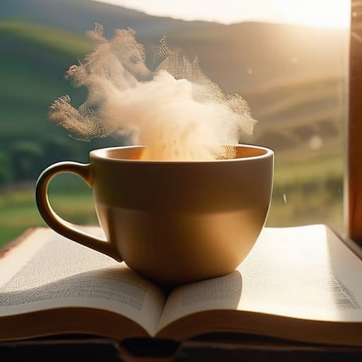 Person reading during travel in a cafe.