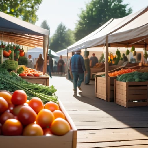 People visiting a local weekend farmers market.